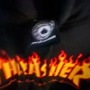 Thrasher Black Hoodie with Flame Logo